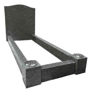 ogee top headstone with kerbs & vase posts – karin grey granite