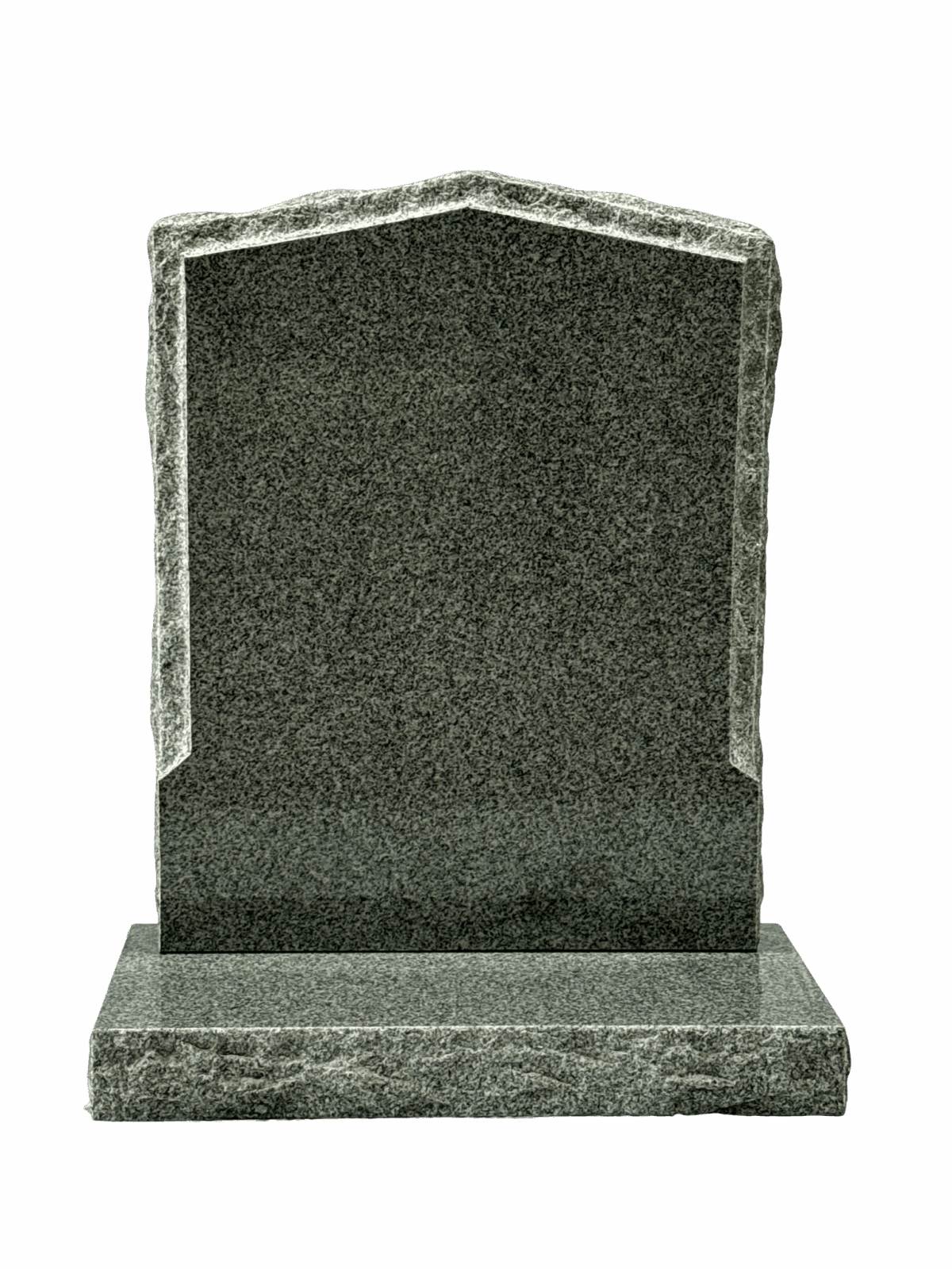 peon top headstone with rustic back & sides – karin grey granite